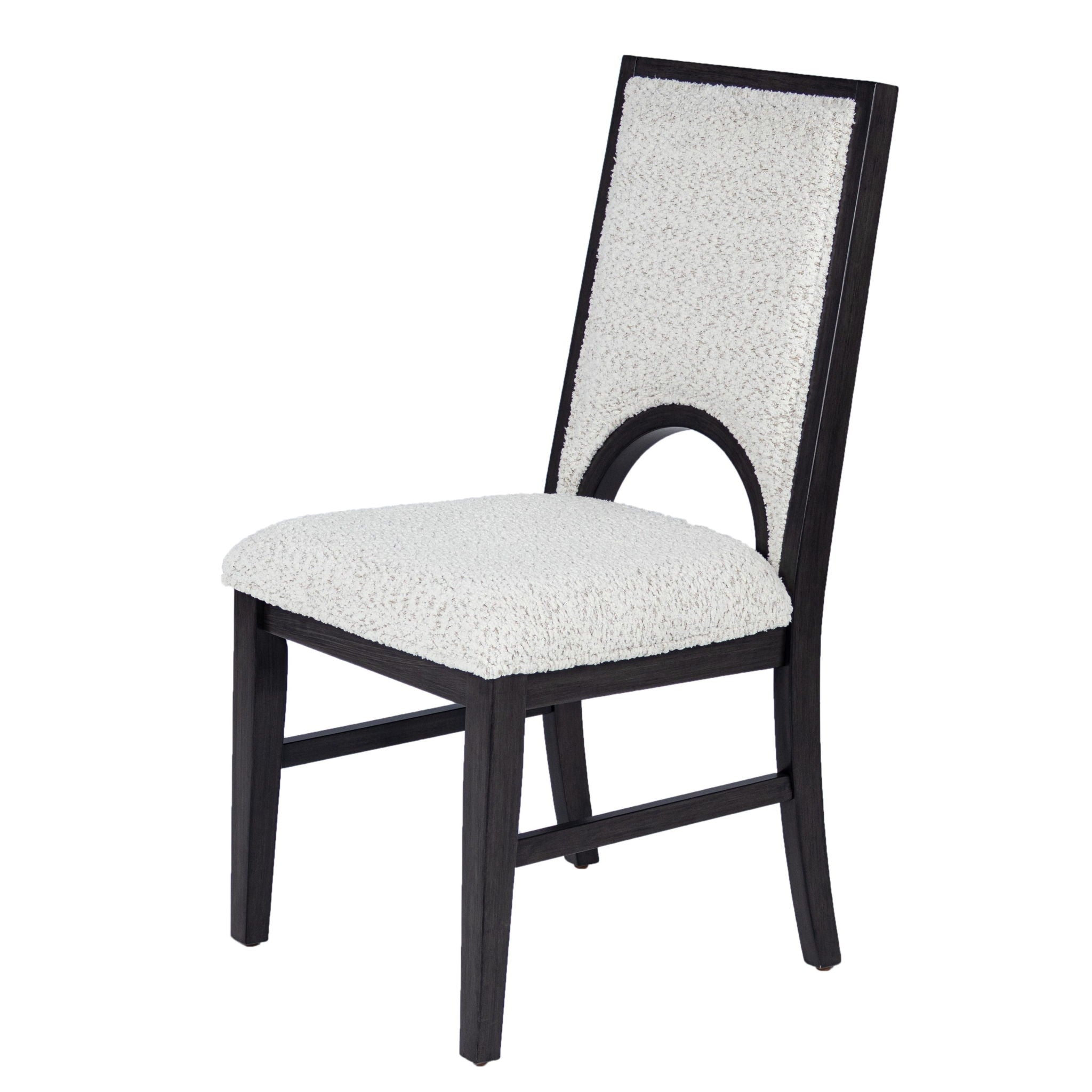 Upholstered Dining Chairs With Arched Cutout Backrest (Set of 2) - Black / White
