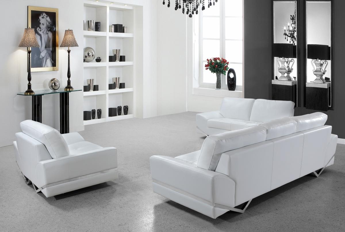 Divani Casa Vanity - Modern White Leather Loveseat