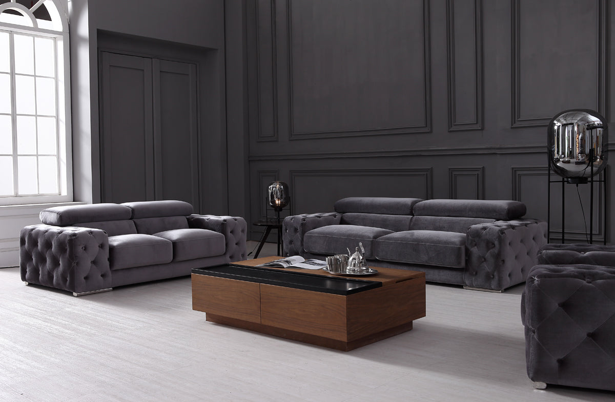 Divani Casa Trisha Modern Grey Fabric Loveseat