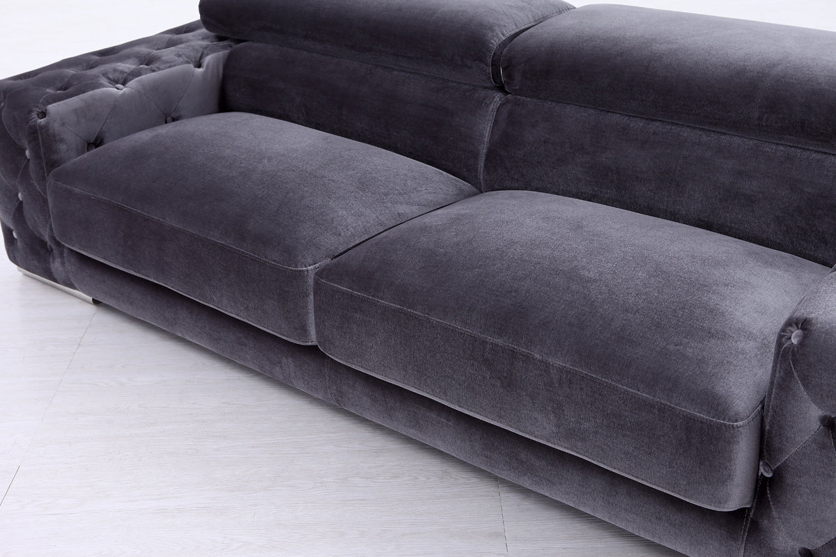 Divani Casa Trisha Modern Grey Fabric Loveseat