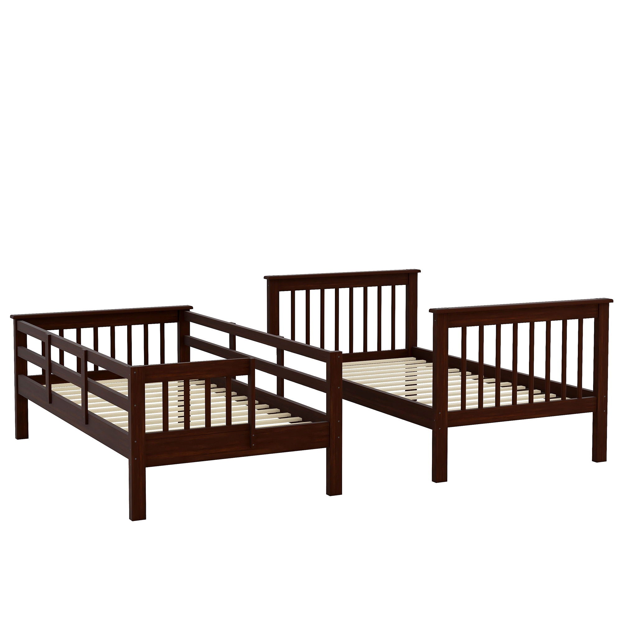 Stairway Bunk Bed With Storage And Guard Rail For Bedroom