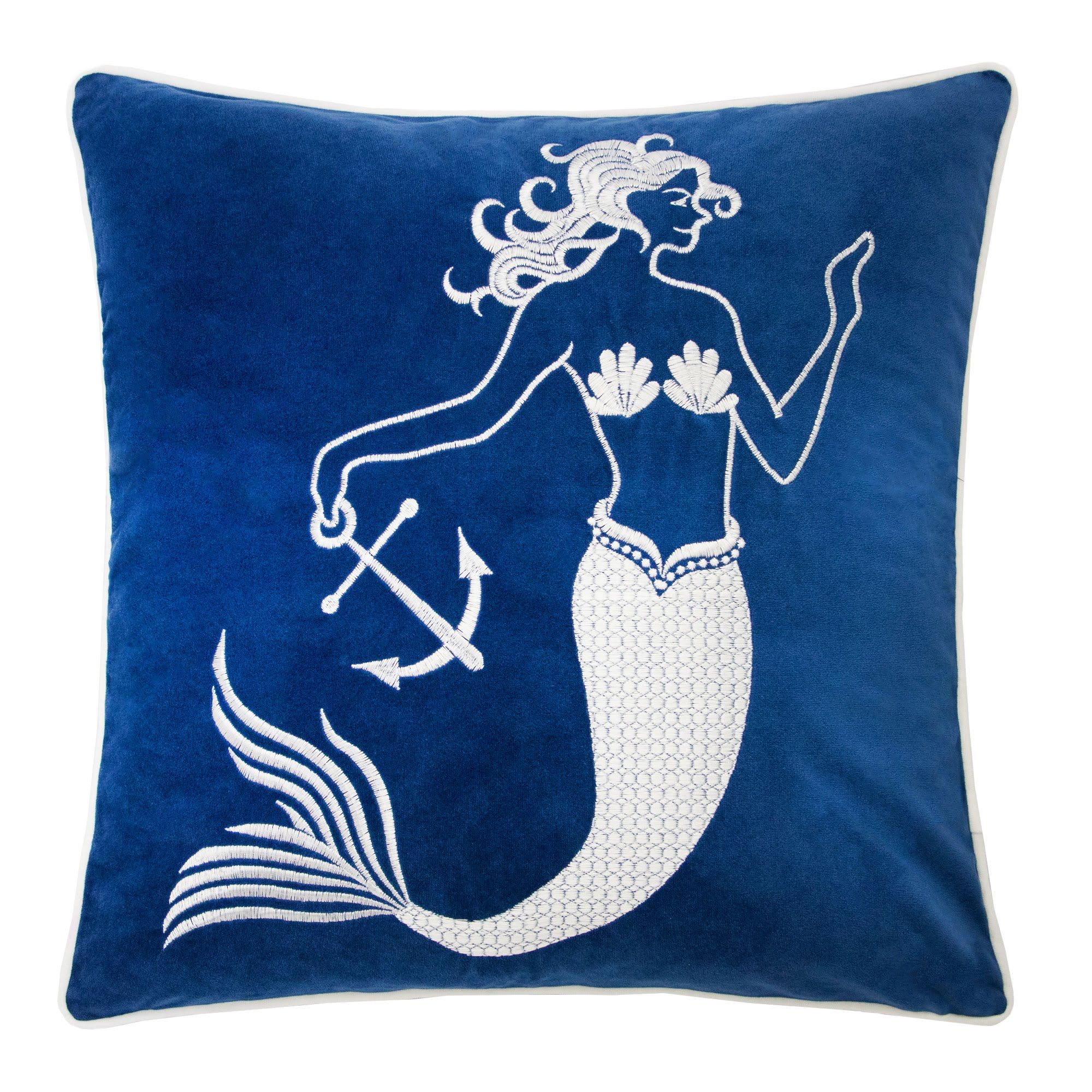 Liz Mermaid Pillow Cover With Matching Back And Hidden Zipper - Indigo
