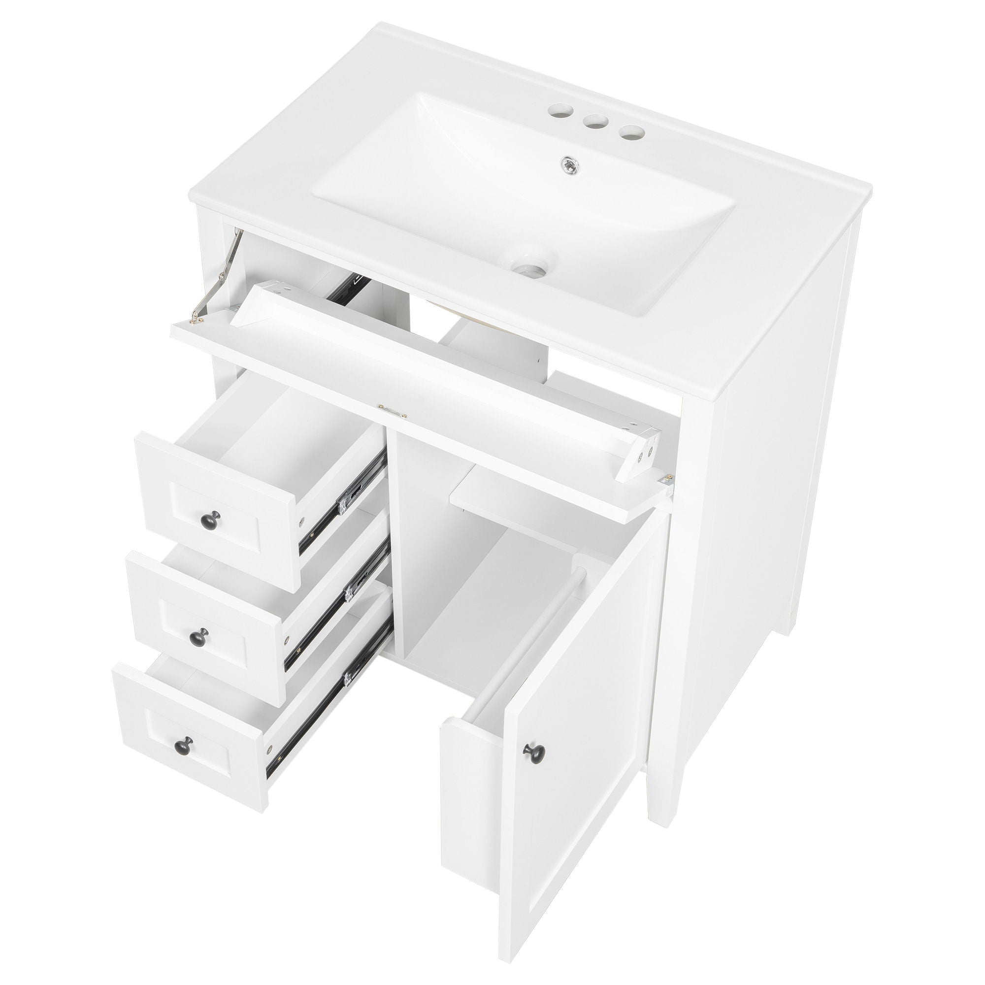 Bathroom Vanity With Sink, 3 Drawers And Adjustable Shelf, Freestanding Storage Unit