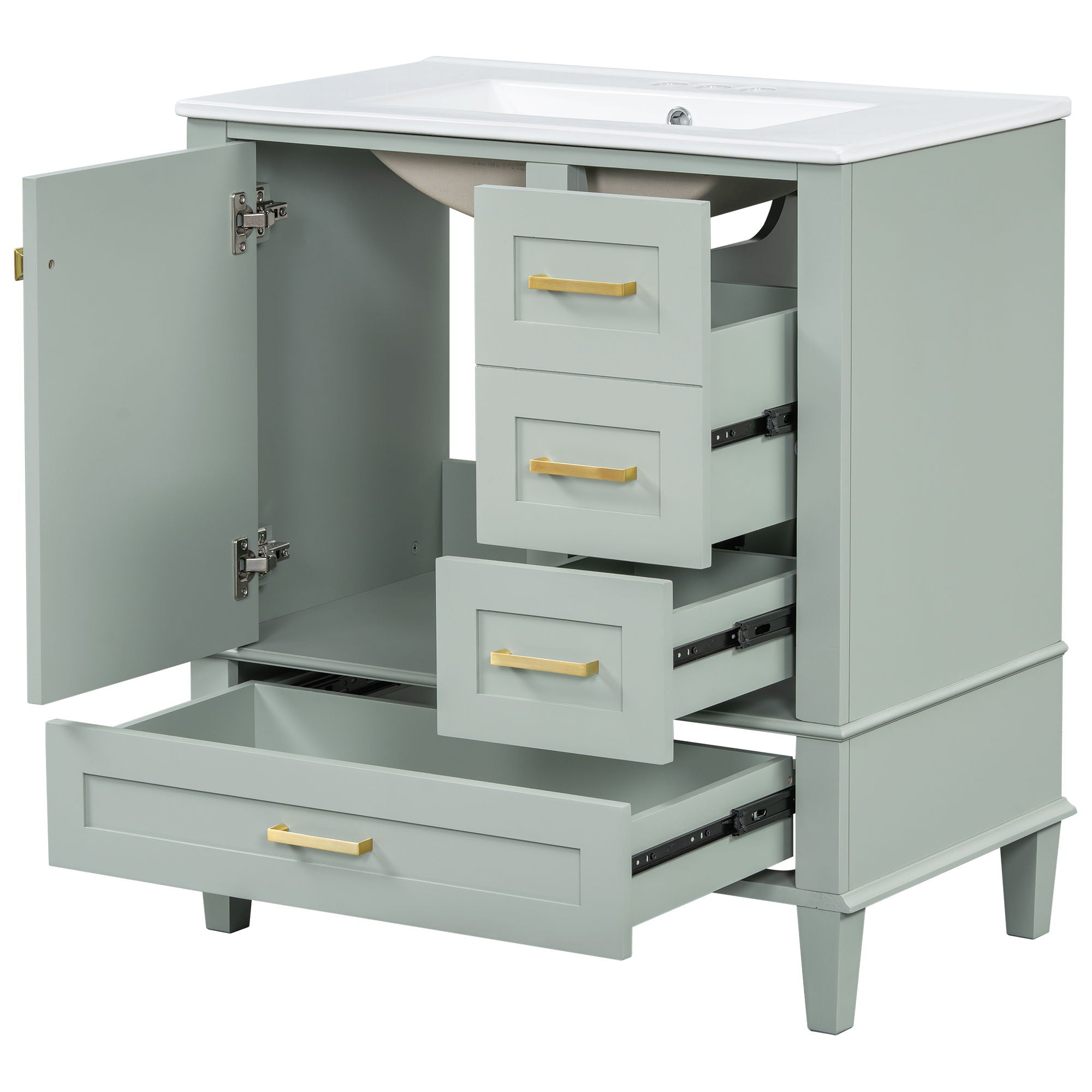 Bathroom Vanity, Modern Bathroom Cabinet With Sink Combo Set, Bathroom Storage Cabinet With A Soft Closing Door And 3 Drawers, Solid Wood Frame