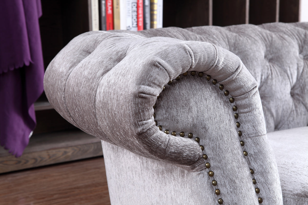 Divani Casa Alexandrina Grey Tufted Velvet Loveseat