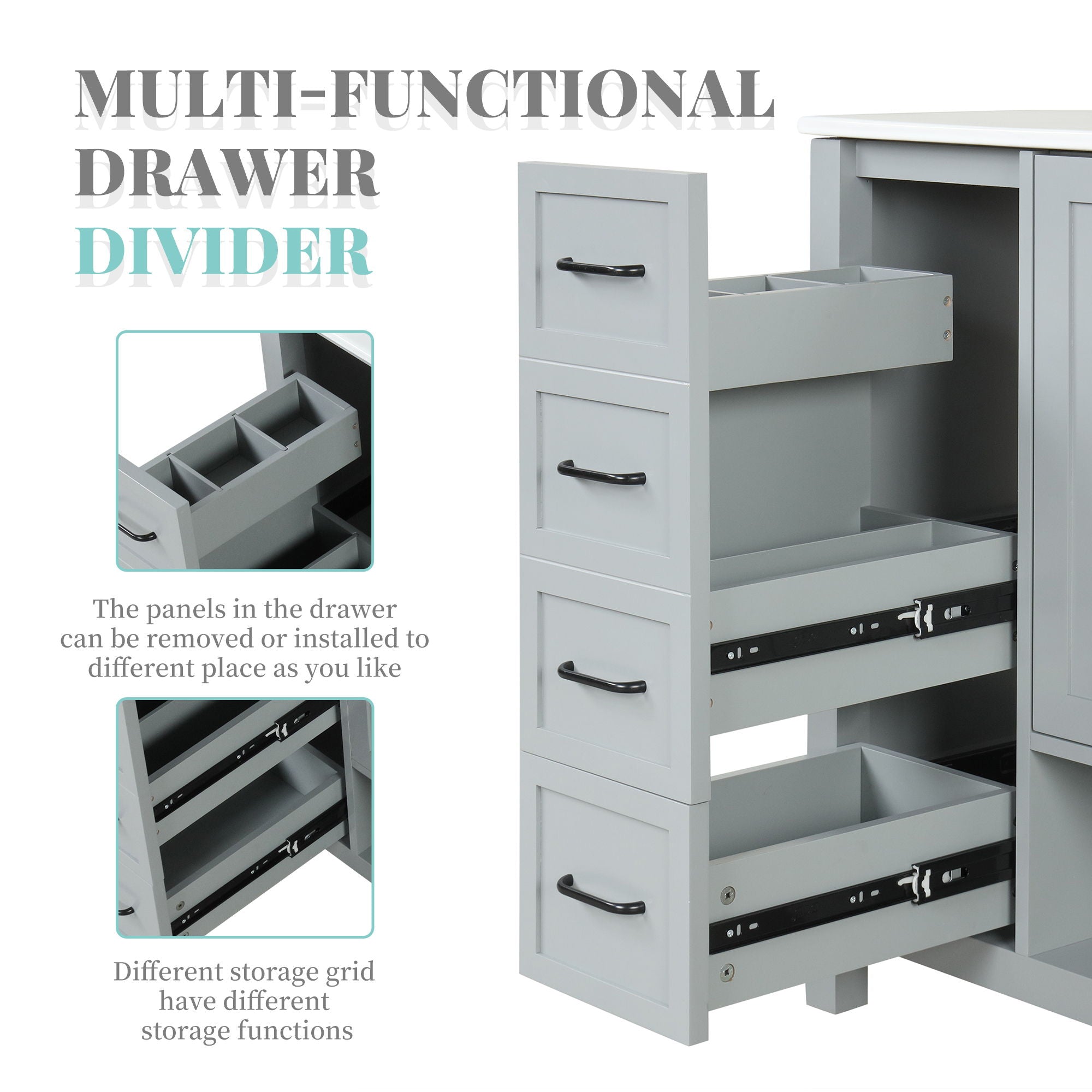 Modern Bathroom Vanity With Sink Top, 2 Doors And 2 Drawers