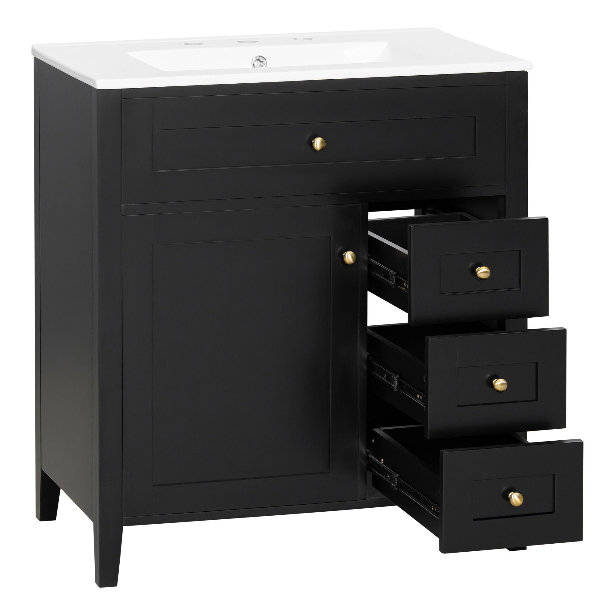 Bathroom Vanity With Sink, 3 Drawers And Adjustable Shelf