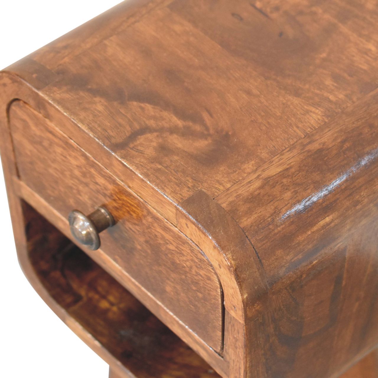 Mini California Curved Nightstand Wth Lower Slot