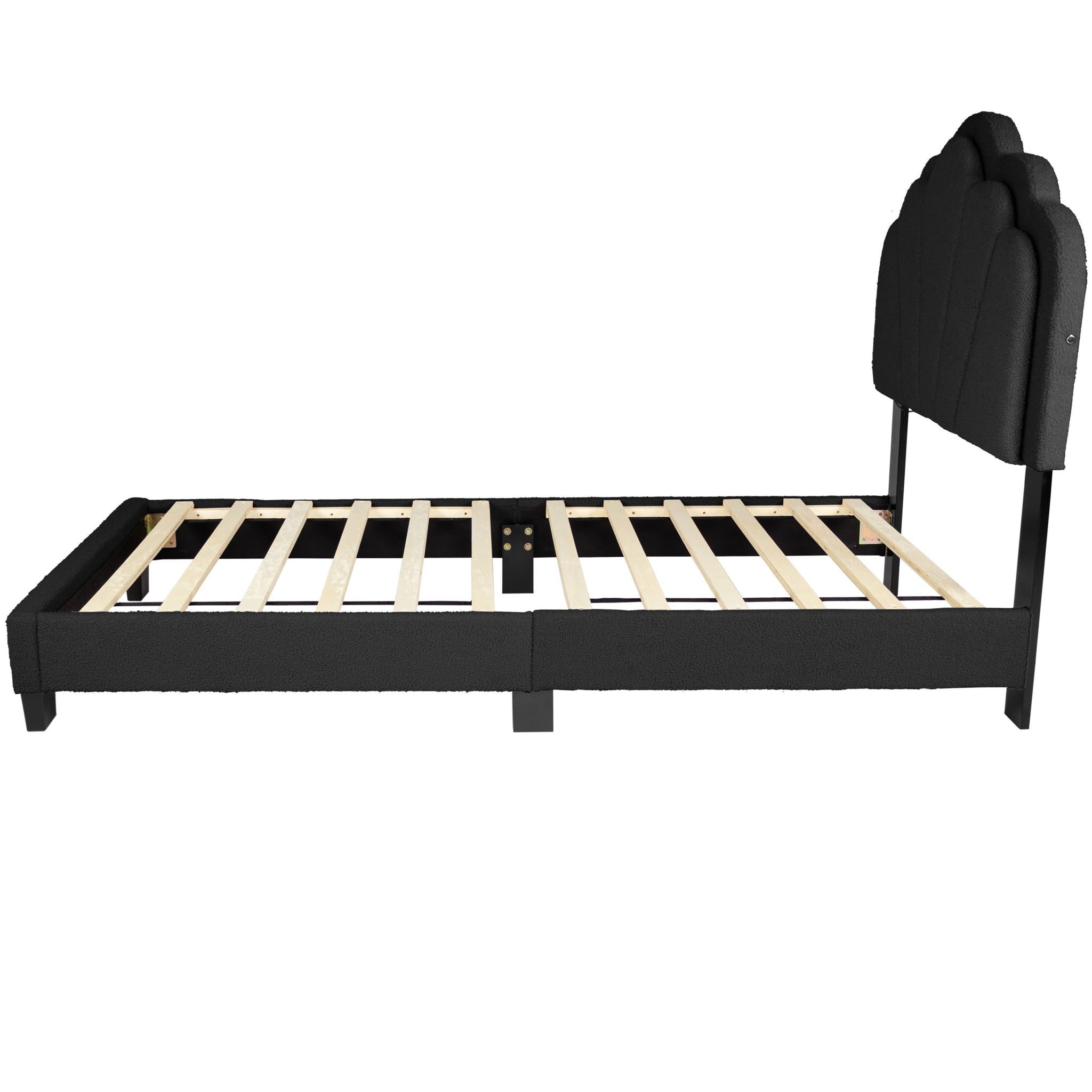 Bed With Floral Design Headboard And Built In LED Lighting