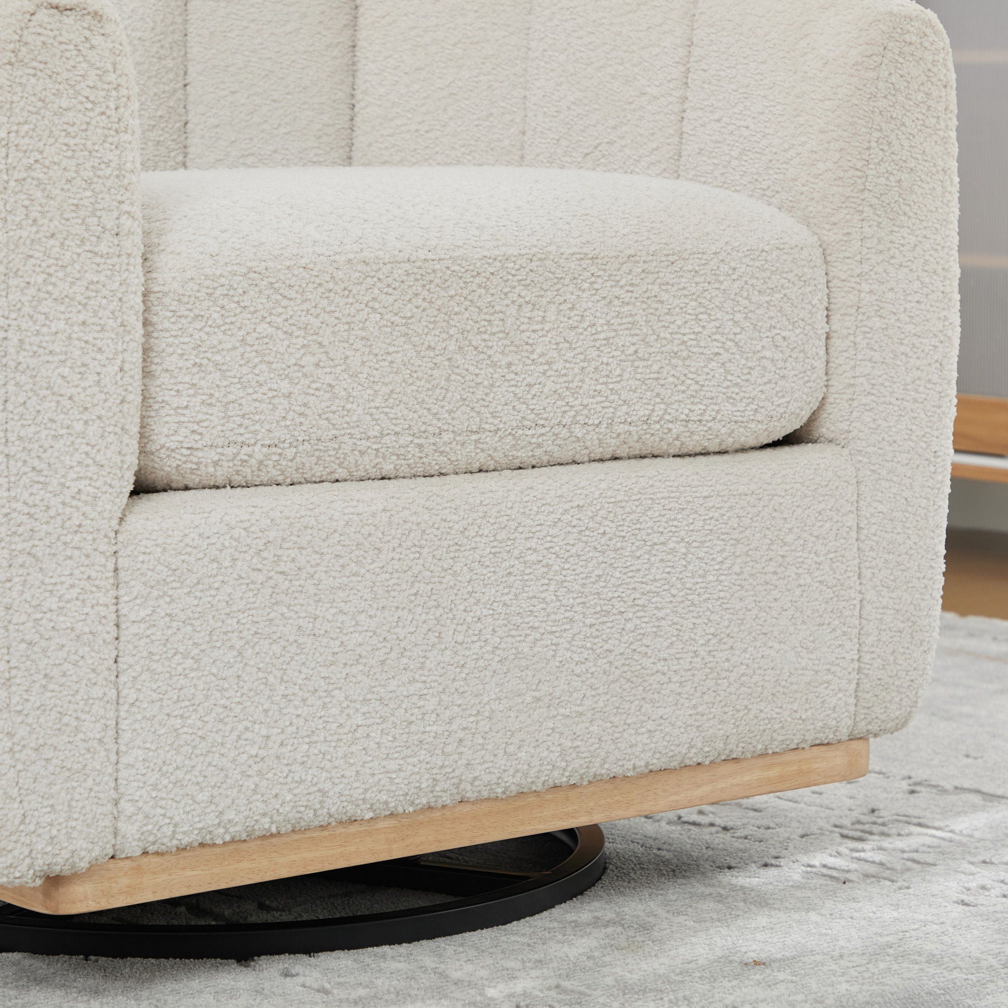 360 Degrees Swivel Upholstered Barrel Armchair For Living Room - Ivory