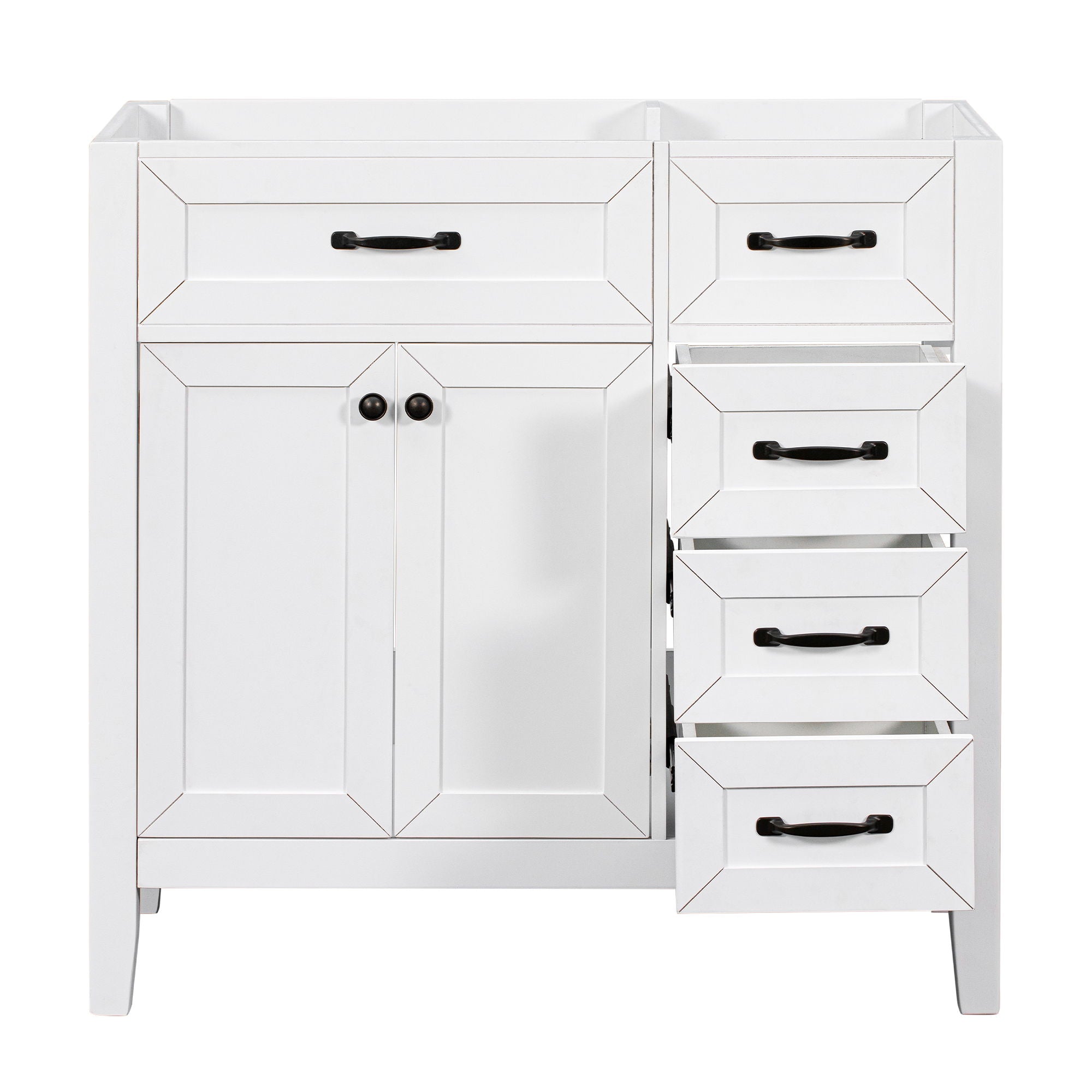 Modern Bathroom Vanity Base Only, 2 Doors And 3 Drawers