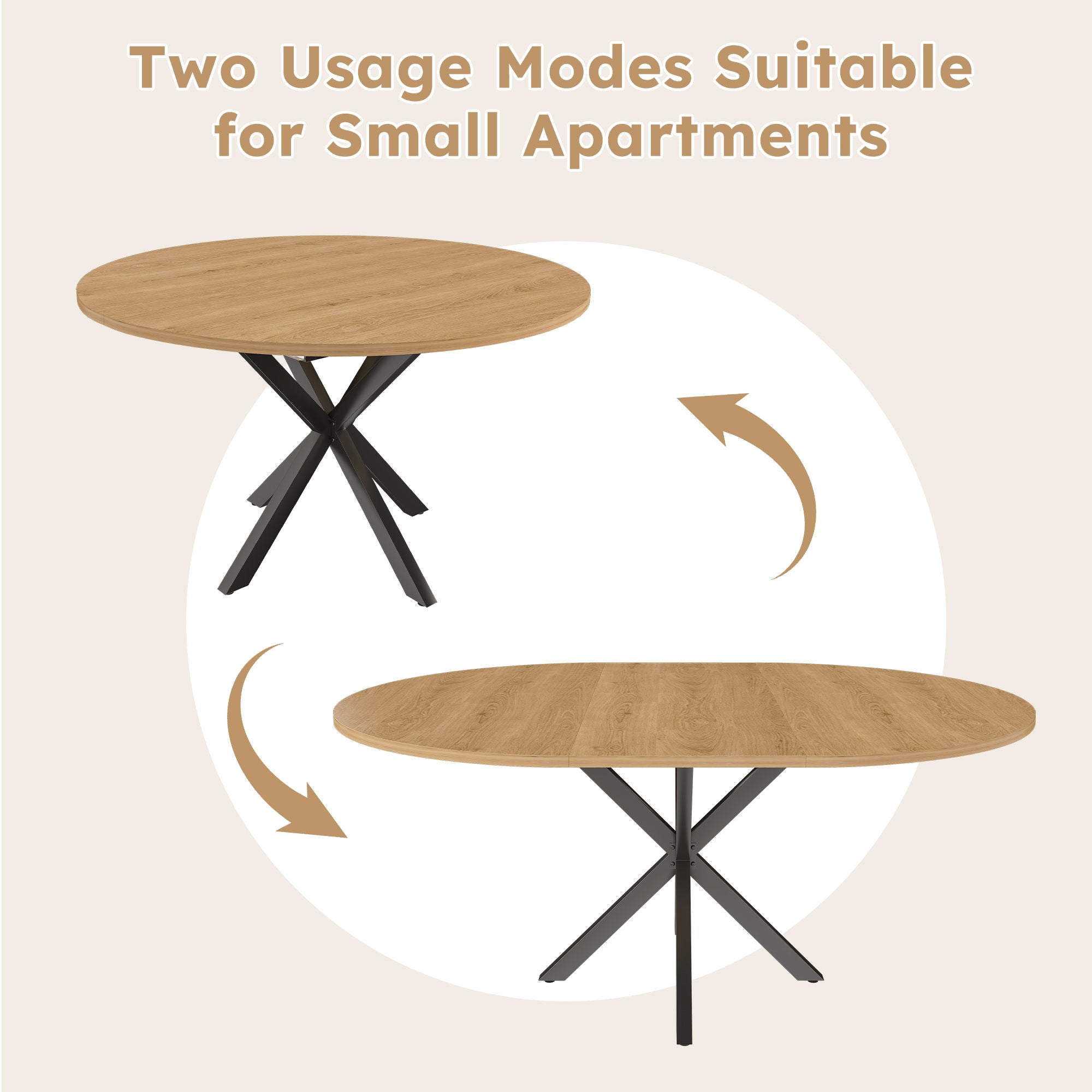 Modern Extendable Round Dining Table Set, Table With Chairs