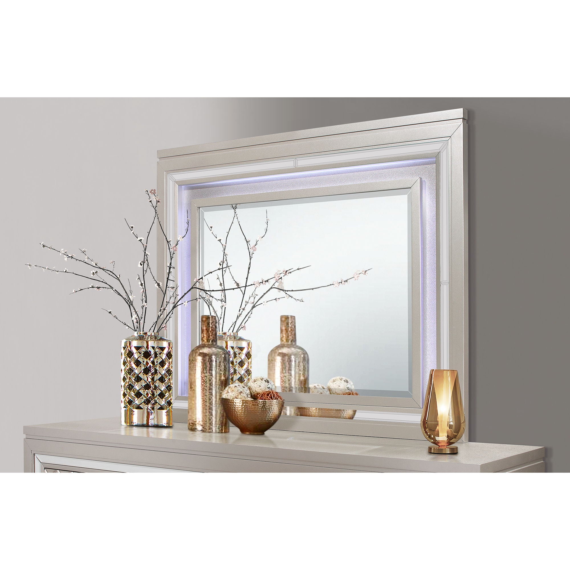 Cross - Glam Mirror With LED - Champagne
