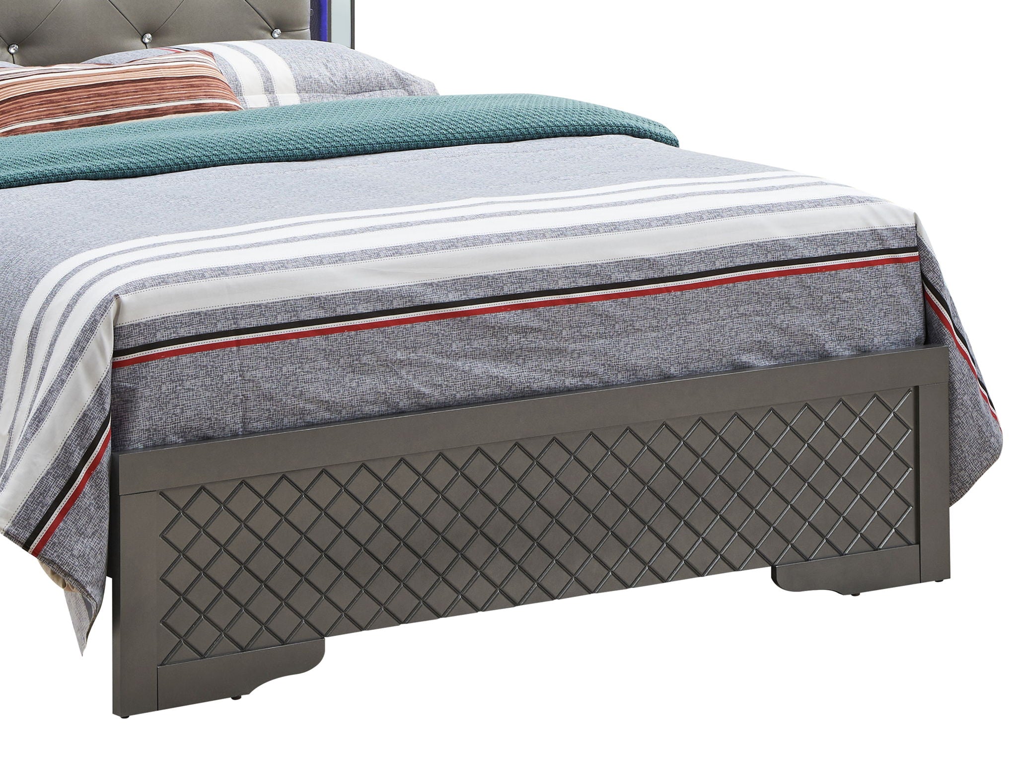 Bed With LED Light Accents Headboard