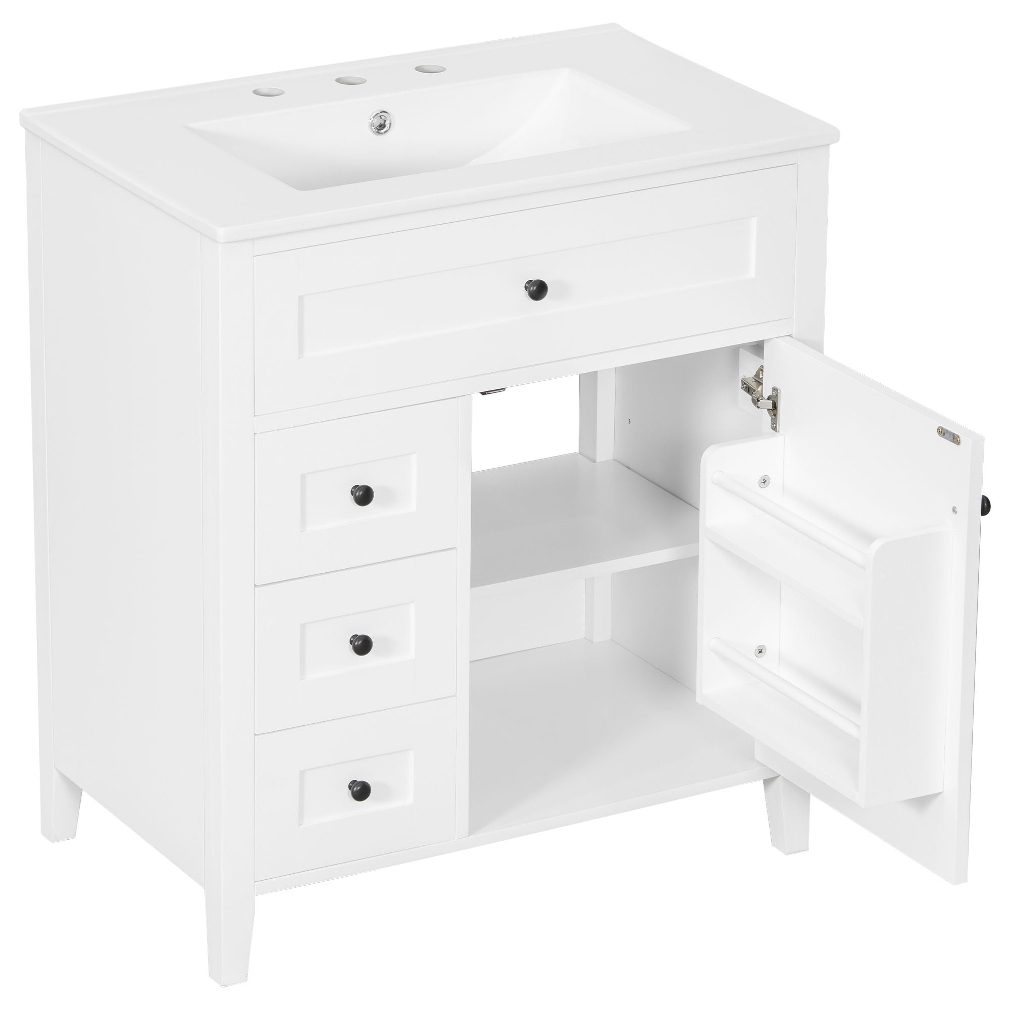 Modern Bathroom Vanity With Sink, 3 Drawers And Adjustable Shelf