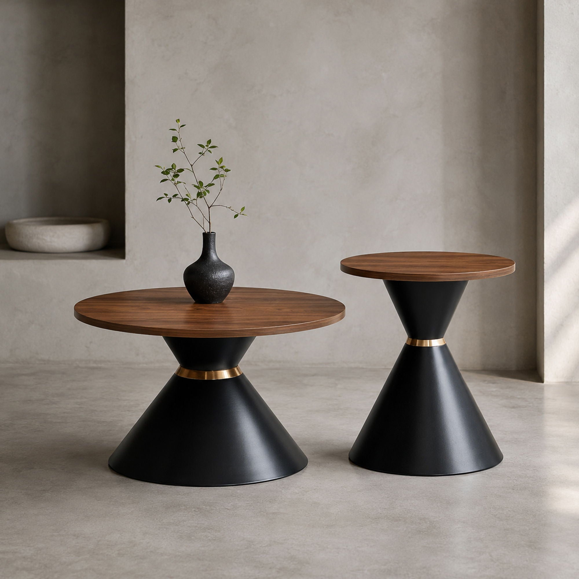 2 Piece Round Coffee Table Set For Living Room