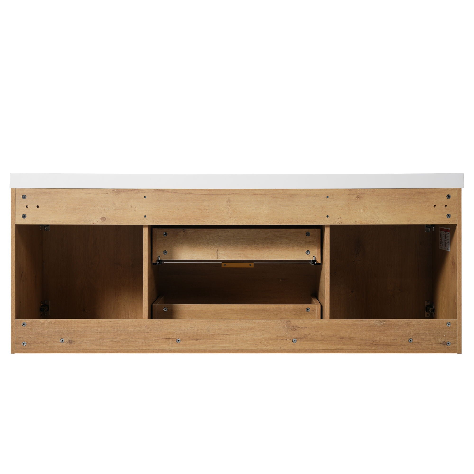 Double Sink Bathroom Vanity Soft Close Doors, Divided Drawers, Wall Mounted - Wood