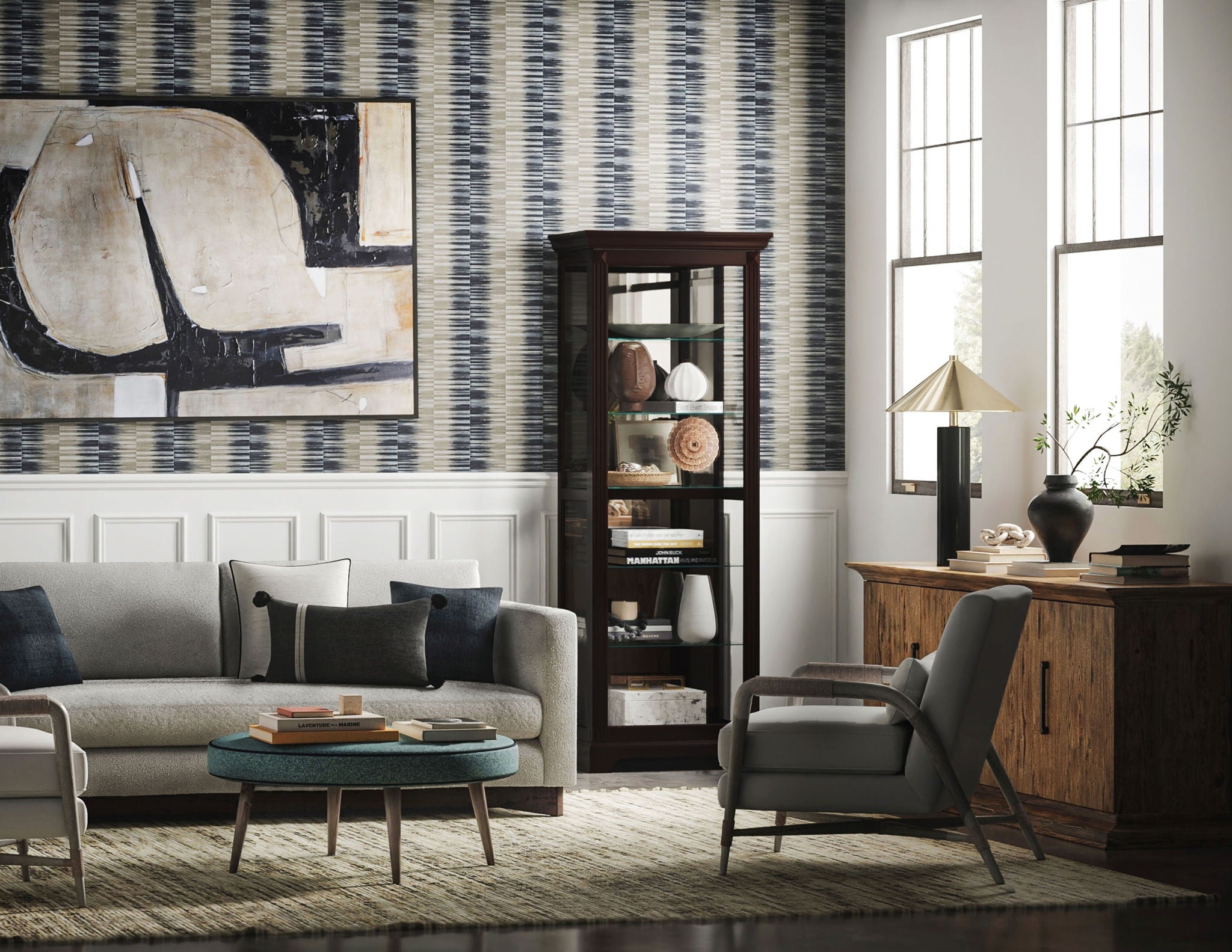 PFC Curios - Locking Slide Door 5 Shelf Curio Cabinet - Deep Cherry Brown