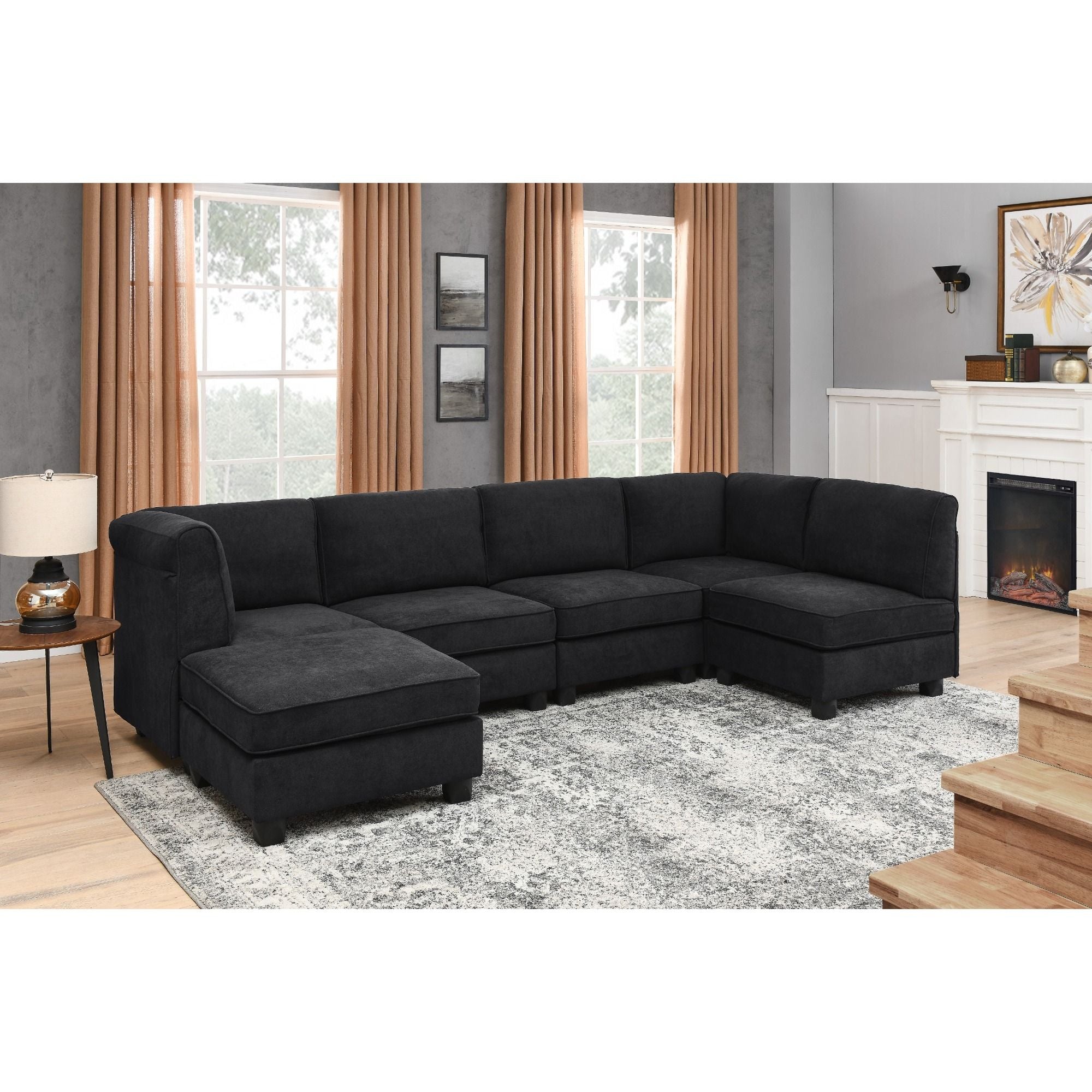 Upholstered Modular Sectional - Black