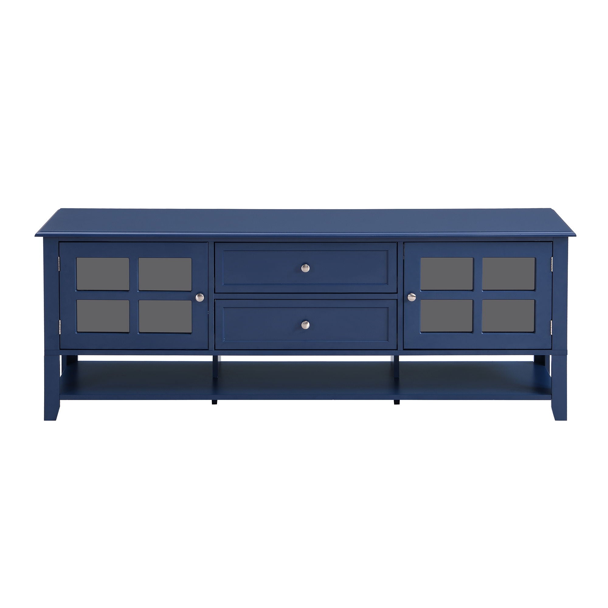 TV Stand, Entertainment Center With Dual Drawers And Hidden Storage, Cabinet With Soft Closing Doors And Sleek Panel Design