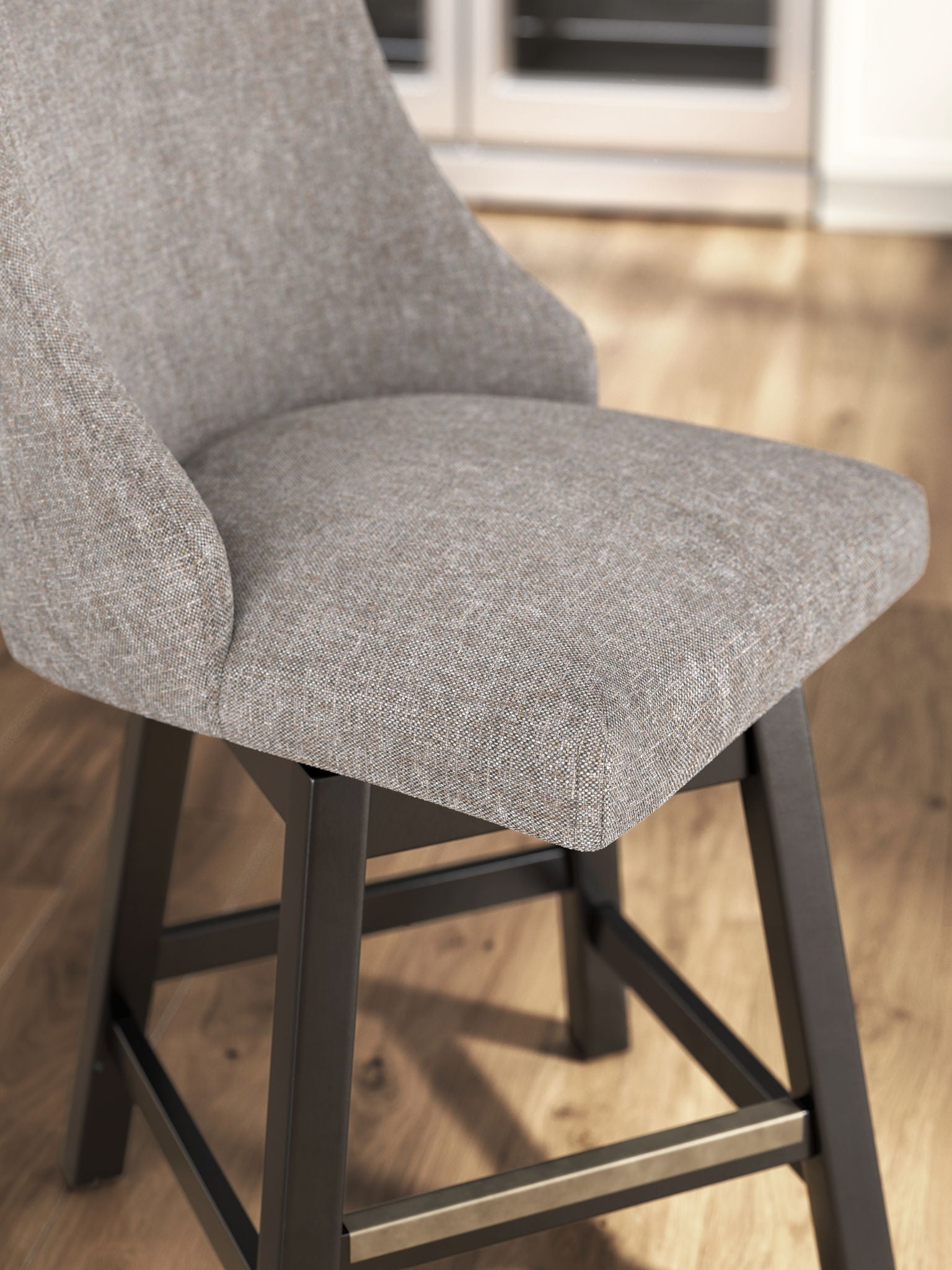Neymorton - Upholstered Swivel Barstool (Set of 2) - Dark Grayish Brown