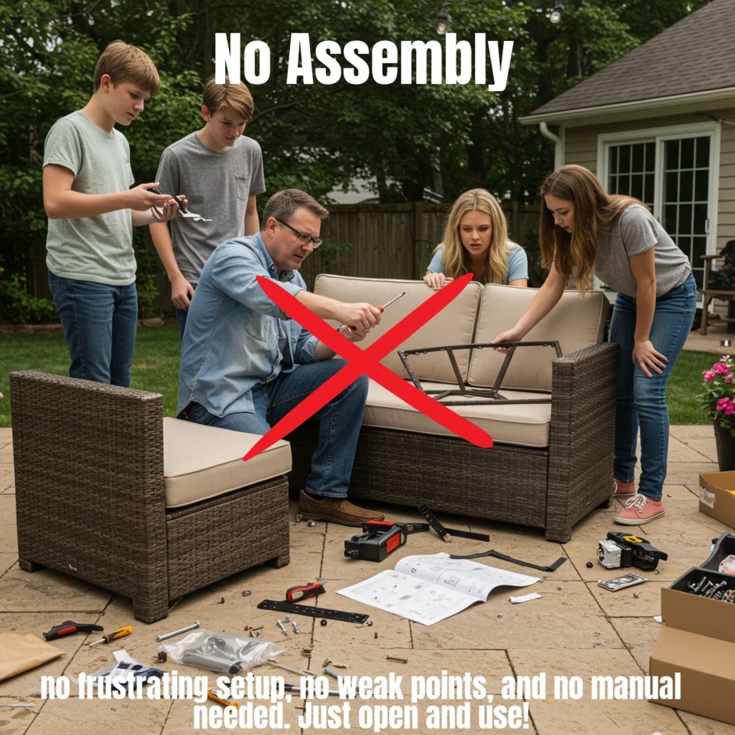 Outdoor Wicker Sofa Seating Group With Cushions