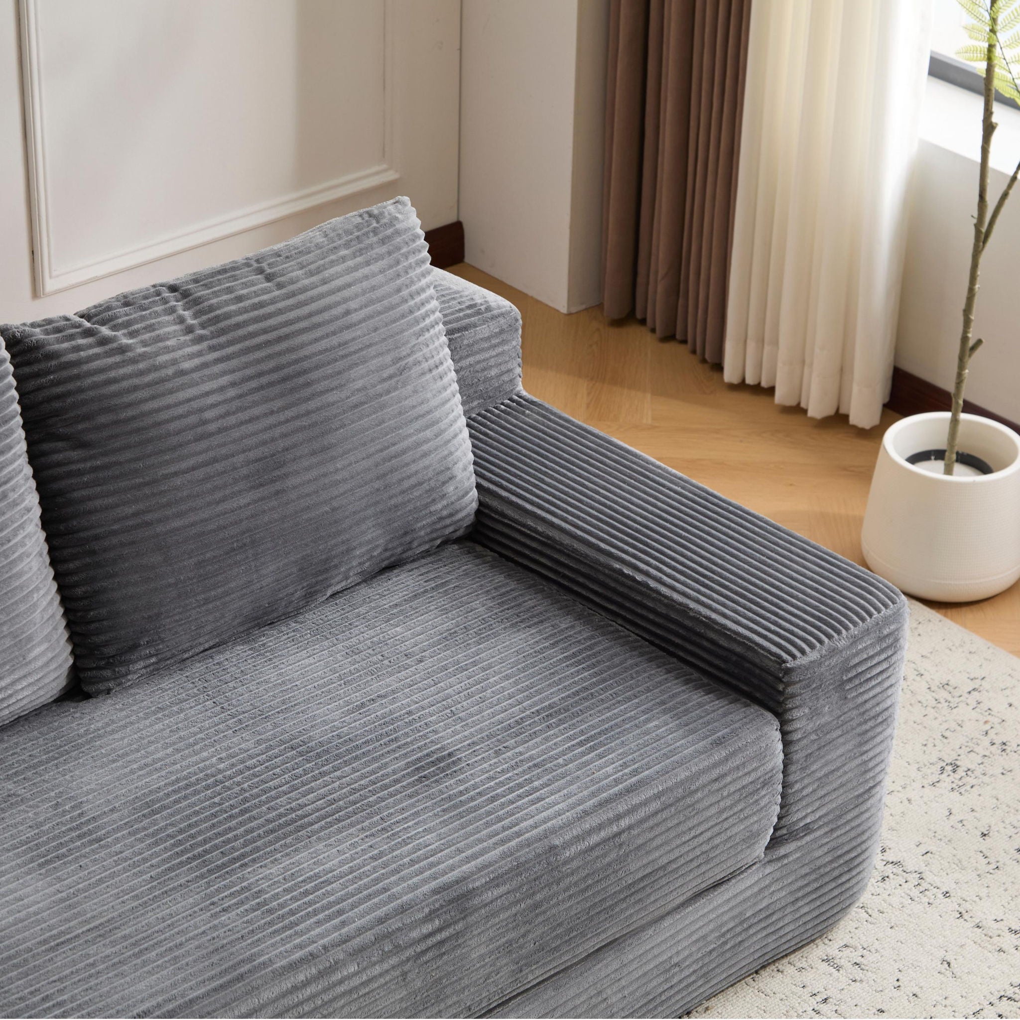 Comfortable Deep Seat Loveseat Sofa Bed, Reversible Cushion With Pillows