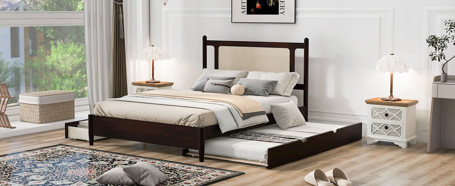 Platform Bed With 2 Big Drawers & Trundle