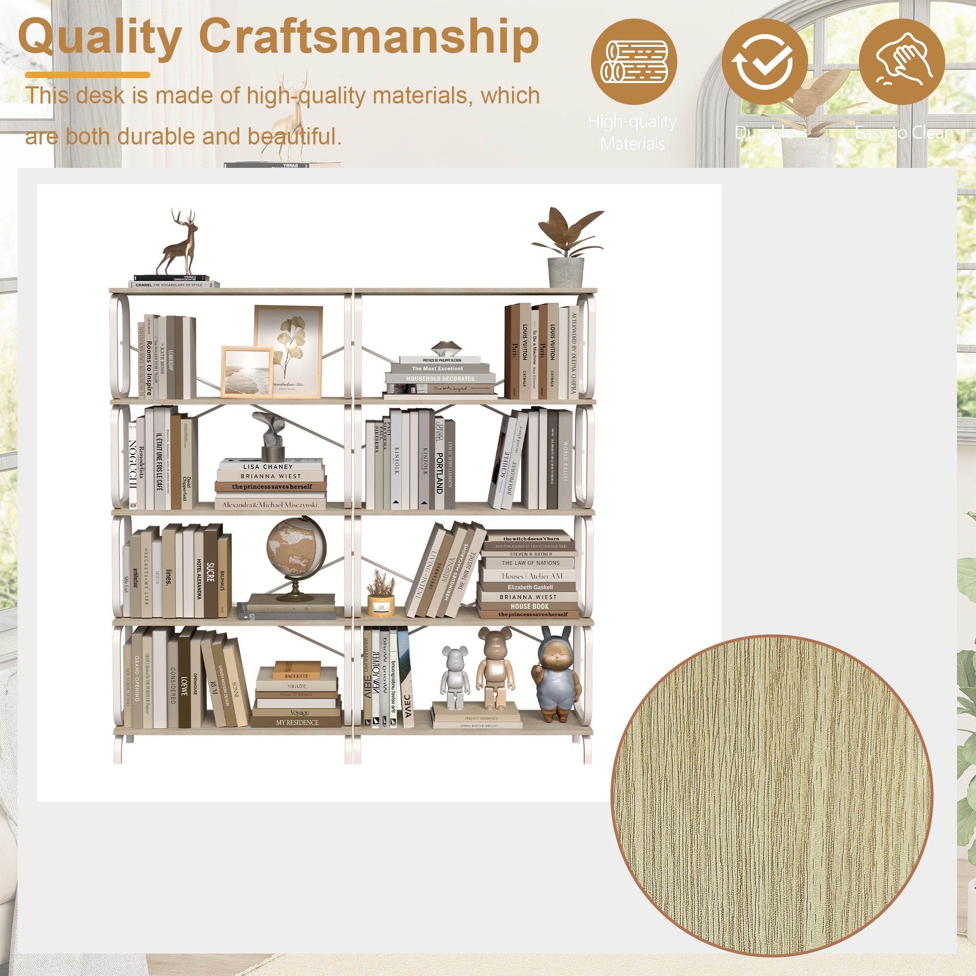 5 Tier Industrial Bookshelf, Tall Bookcase With Open Design, Vintage Storage Organizer