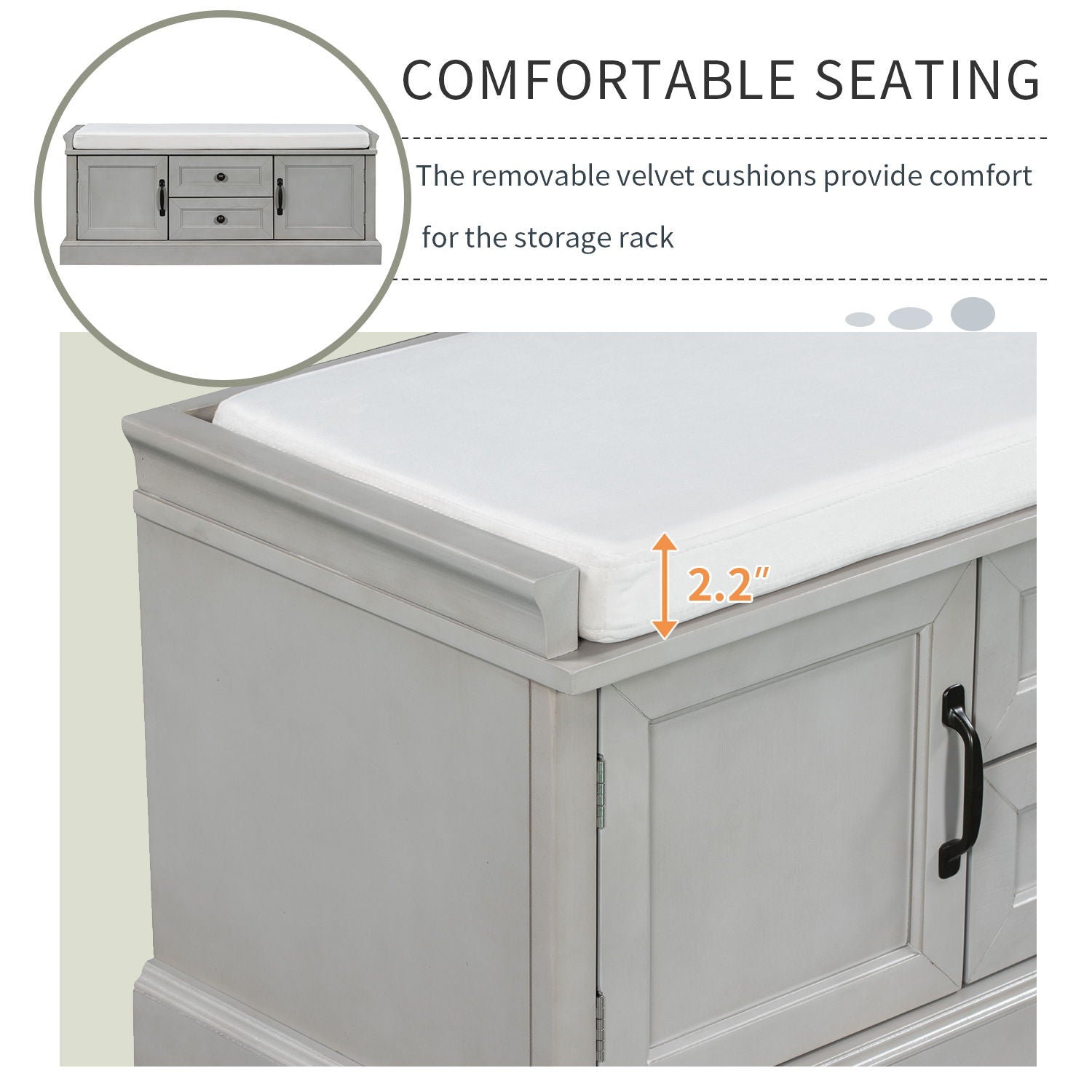 Hearth & Haven Daisy - Storage Bench With 2 Drawers And 2 Cabinets