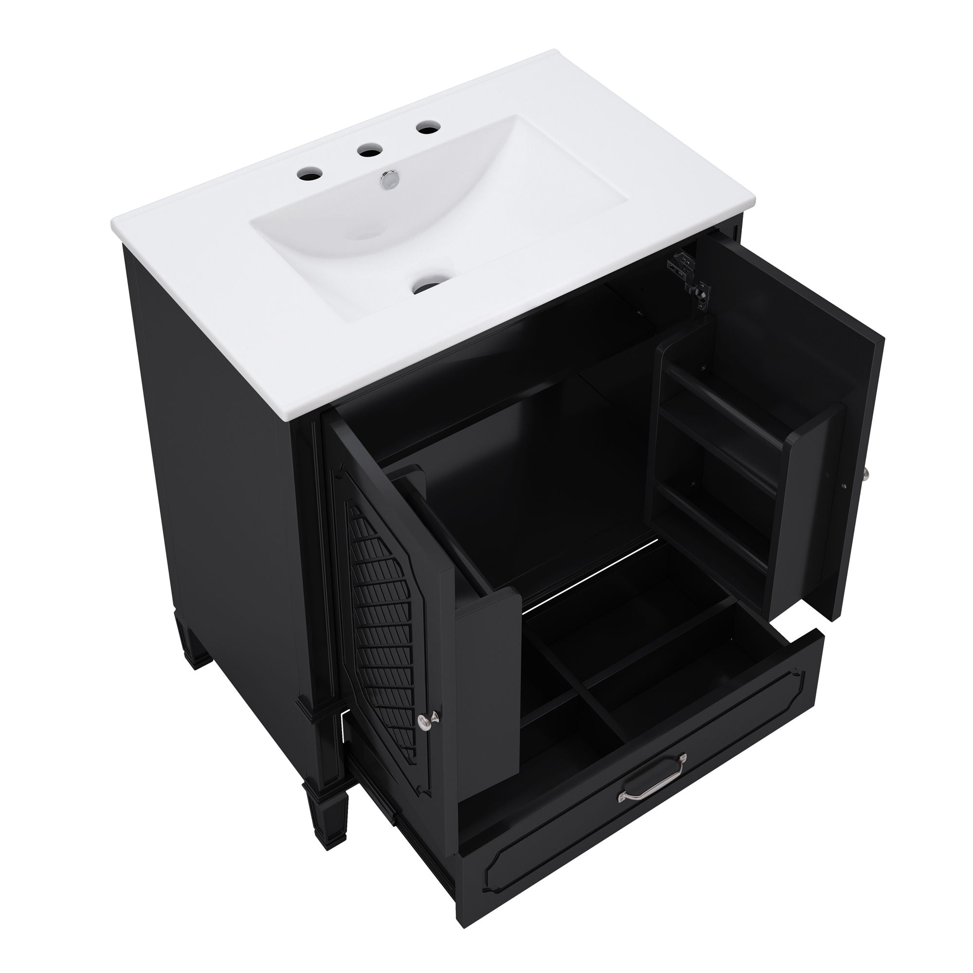 Vintage Style Bathroom Vanity With Sink, Multi Functional Storage, Soft-Closing Door