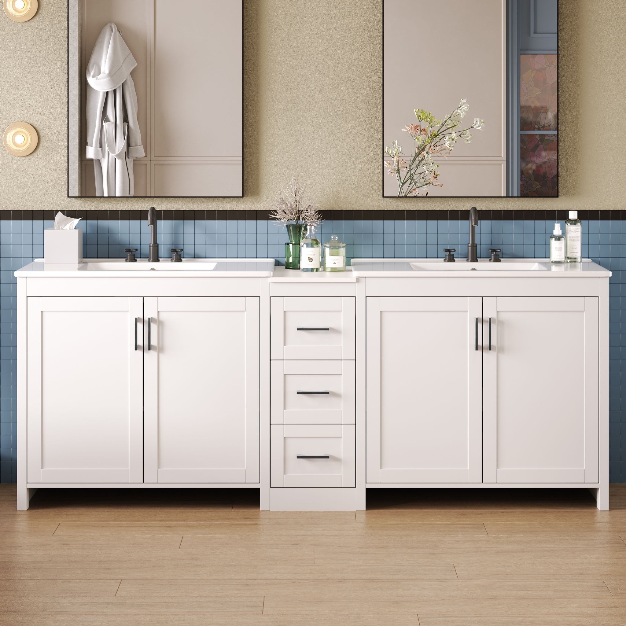 Double Sink Bathroom Vanity With Quartz Countertop