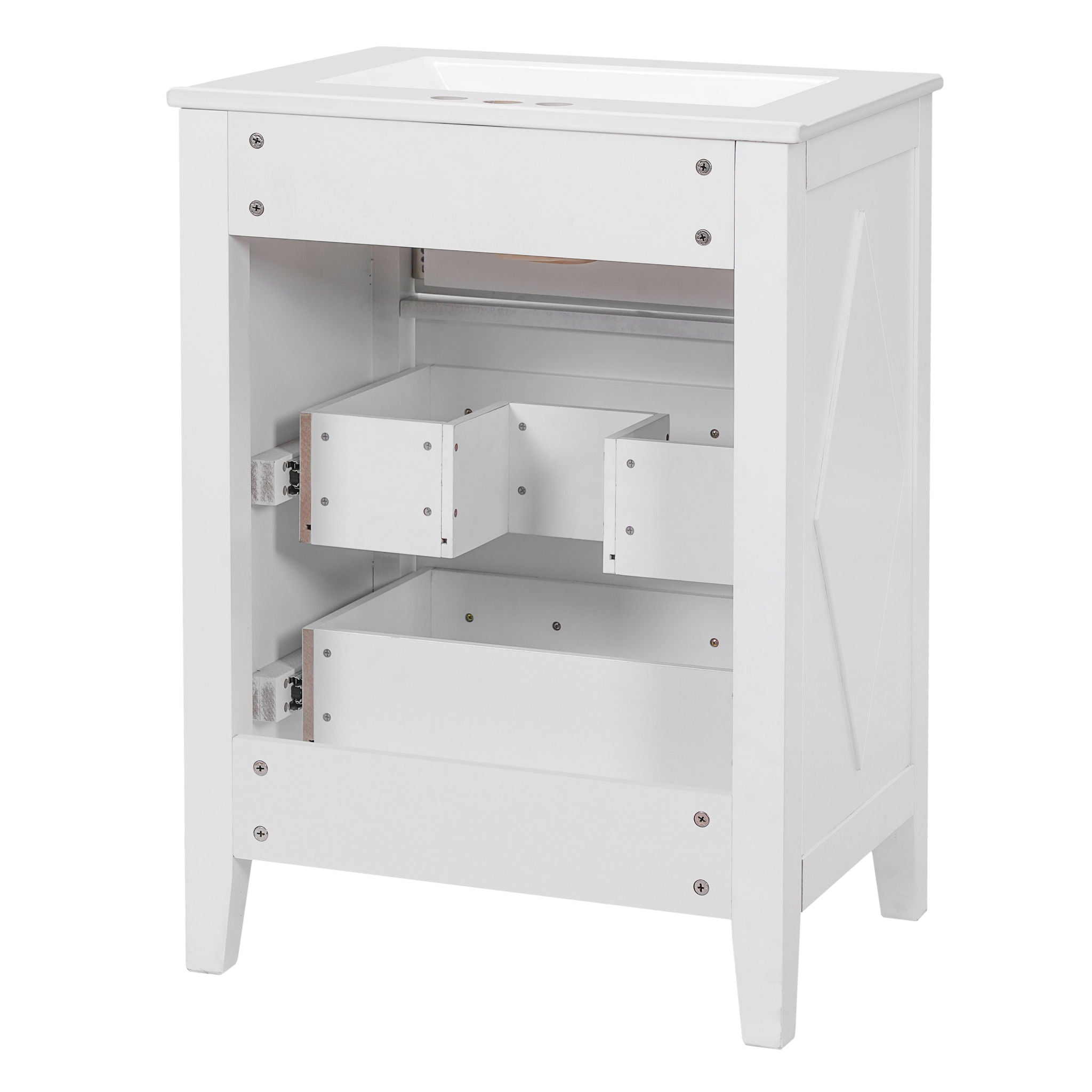 Bathroom Vanity With Sink, Free Standing Single Set, 3 Drawer Storage Cabinet