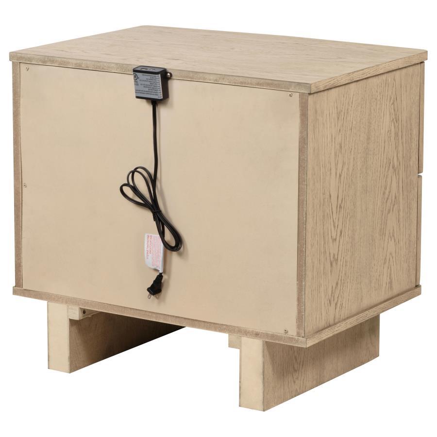 Kailani - 2-Drawer Nightstand Bedside Table - Beige Oak