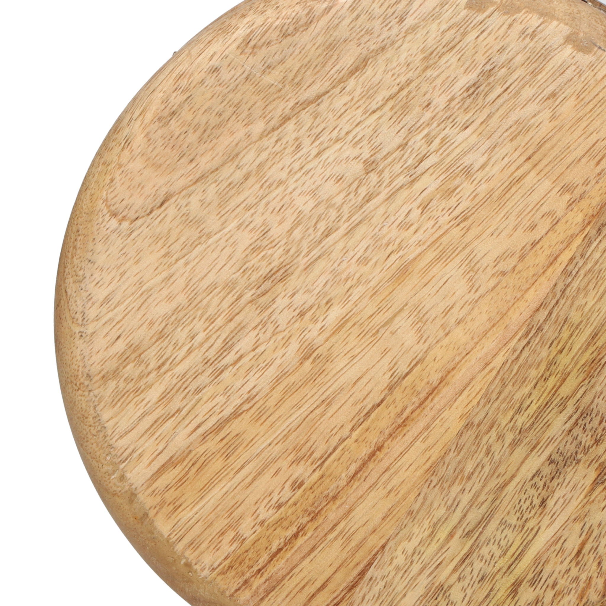 Lippert Boho Handcrafted Mango Wood Hurricane Candle Holder With Tempered Glass And Metal Accents, Large - Natural