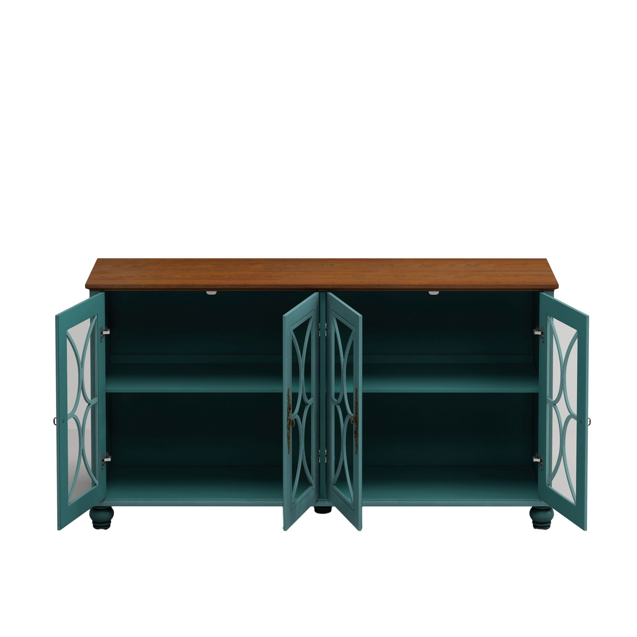 Elegant 4 Door Cabinet With Tempered Glass Doors