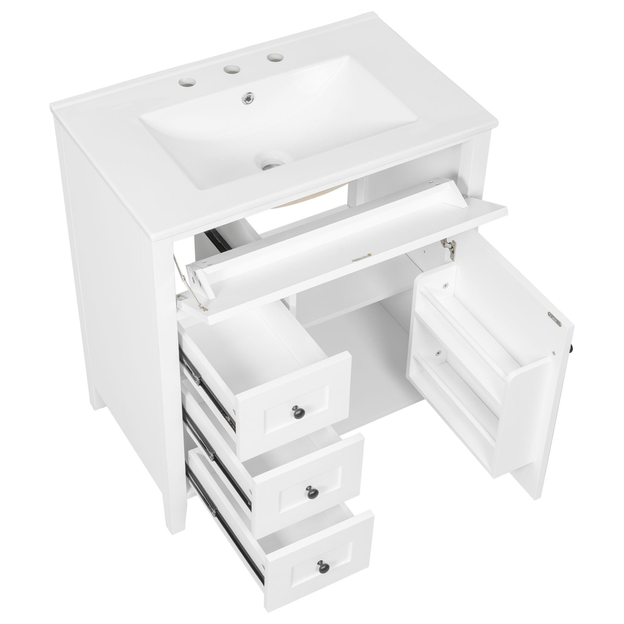 Modern Bathroom Vanity With Sink, 3 Drawers And Adjustable Shelf