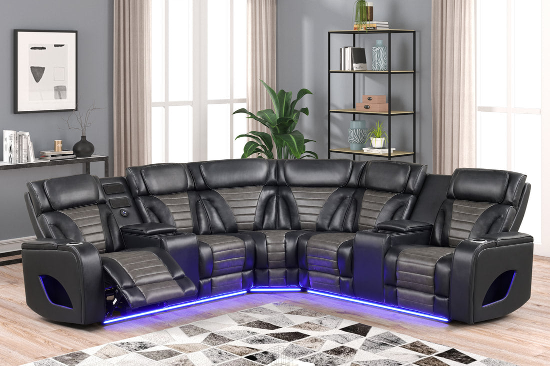 IBIZA POWER/POWER Black Reclining Sectional