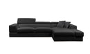 Divani Casa Pella Mini - Modern Black Leather Right Facing Sectional Sofa