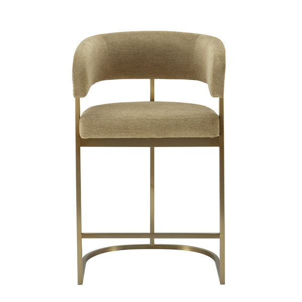 Modrest Sebastian - Modern Brown Fabric + Antique Brass Counter Chair