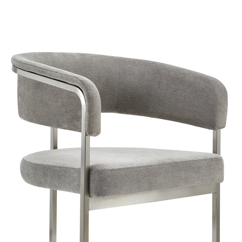 Modrest Sebastian - Modern Grey Fabric + Stainless Steel Dining Chair