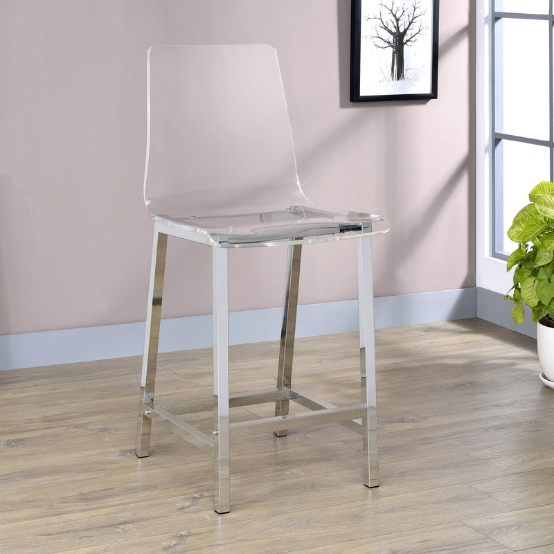 Juelia Clear Acrylic Bar Chair Chrome (Set of 2)