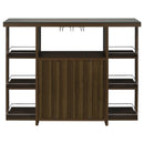 Evelio 6-shelf Glass Top Home Bar Wine Cabinet Walnut