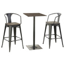 Cavalier  Square Bar Table Set Dark Elm and Black