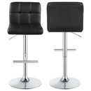 Lenny Upholstered Adjustable Bar Stool Black / White (Set of 2)
