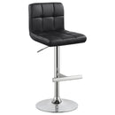 Lenny Upholstered Adjustable Bar Stool Black / White (Set of 2)