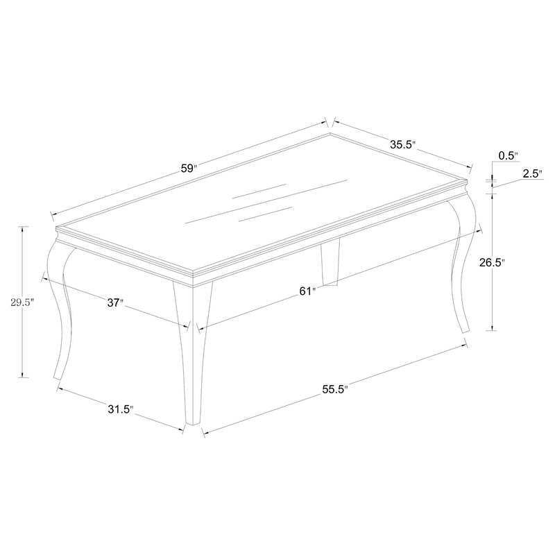 Carone  61-inch Rectangular Black Glass Dining Set Black