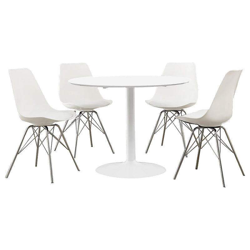 Lowry  Round Dining Table Set White