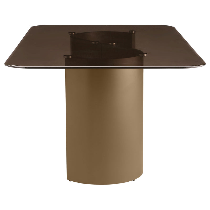 Edson  Rectangular Glass Top Dining Table Set Bronze