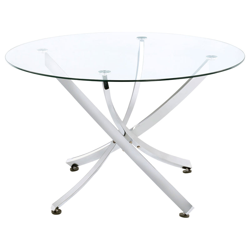 Beckham  Round Glass Top Dining Set Chrome and White